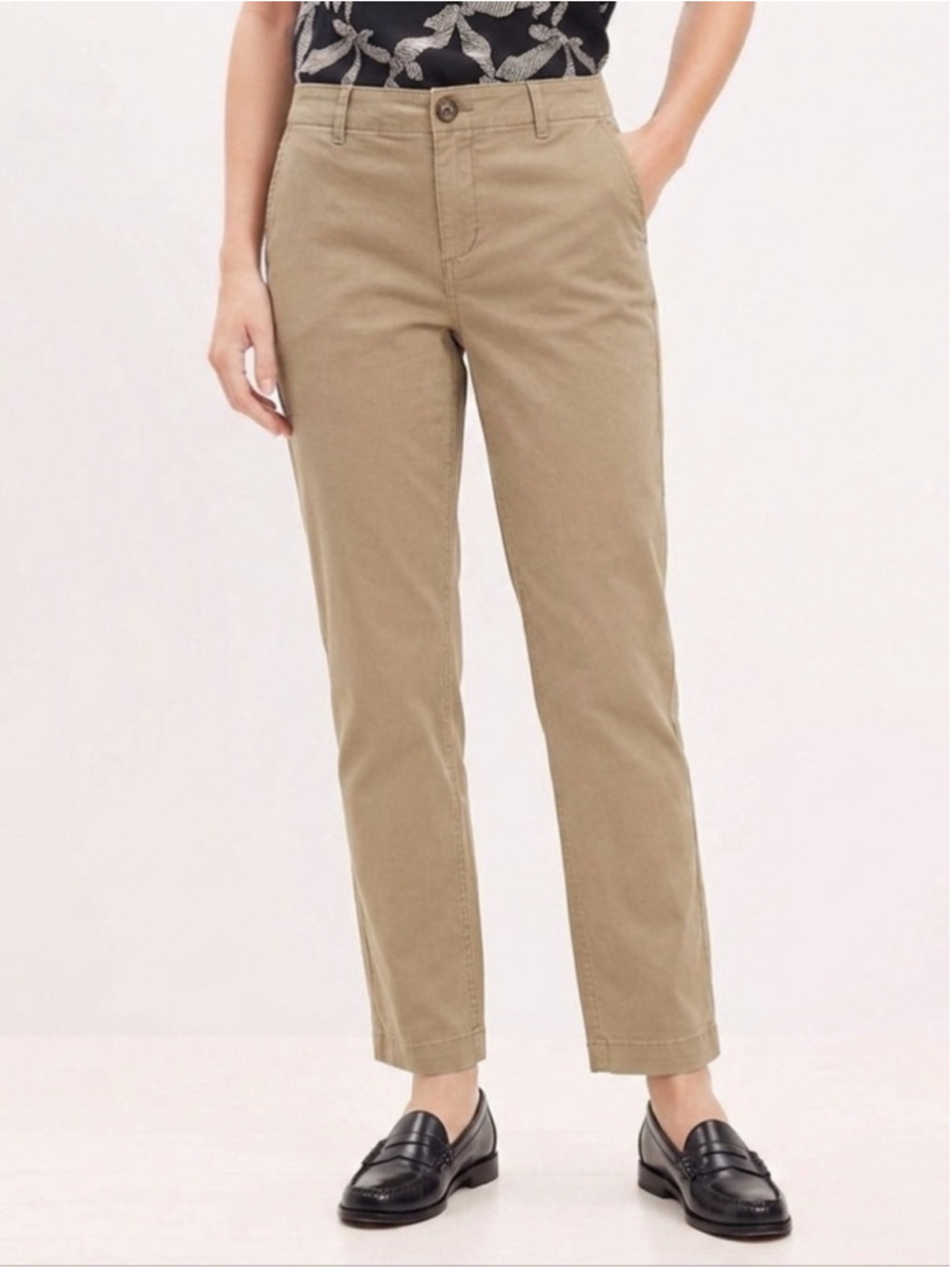 LOFT The Slim Monroe Chino Pant Stretch Twill Mid Rise Khaki Pant Women Size 12